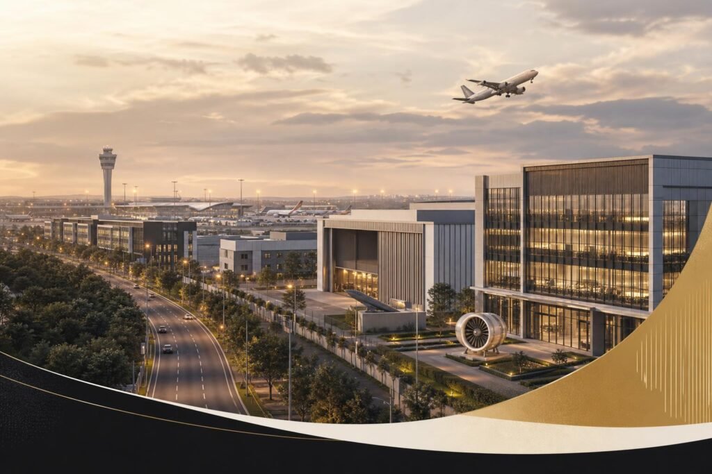North Bengaluru: KIADB aerospace park moves from planning to delivery — airport capex and new industry deals accelerate demand — Key House editorial illustration