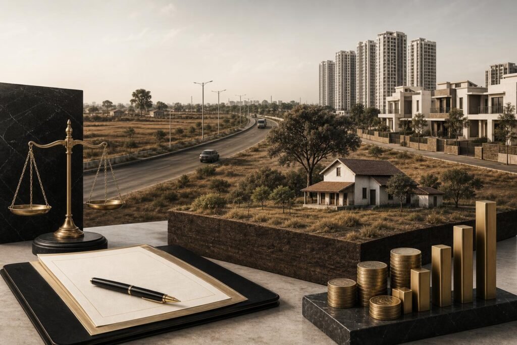 KIADB’s Rs 2.7 crore/acre voluntary buy‑in raises the compensation floor for North Bengaluru (Devanahalli) land — Key House editorial illustration